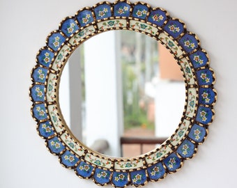 Peruvian Mirrors "Harmonious Blue 45 cm"- Interior decoration - Wall mirror - Home decoration - Decorative mirrors - Crafts