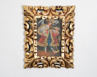 Cuzco Painting with Frame "Arcangel Musical Violin" - Interior decoration - Cusco school - Home decoration 85