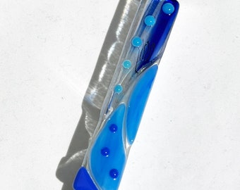 Mezuzah – blue and white fused glass