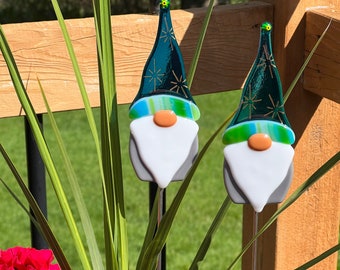 Fused Glass Garden Stake - Gnome