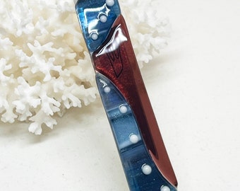 Mezuzah – blue and purple fused glass