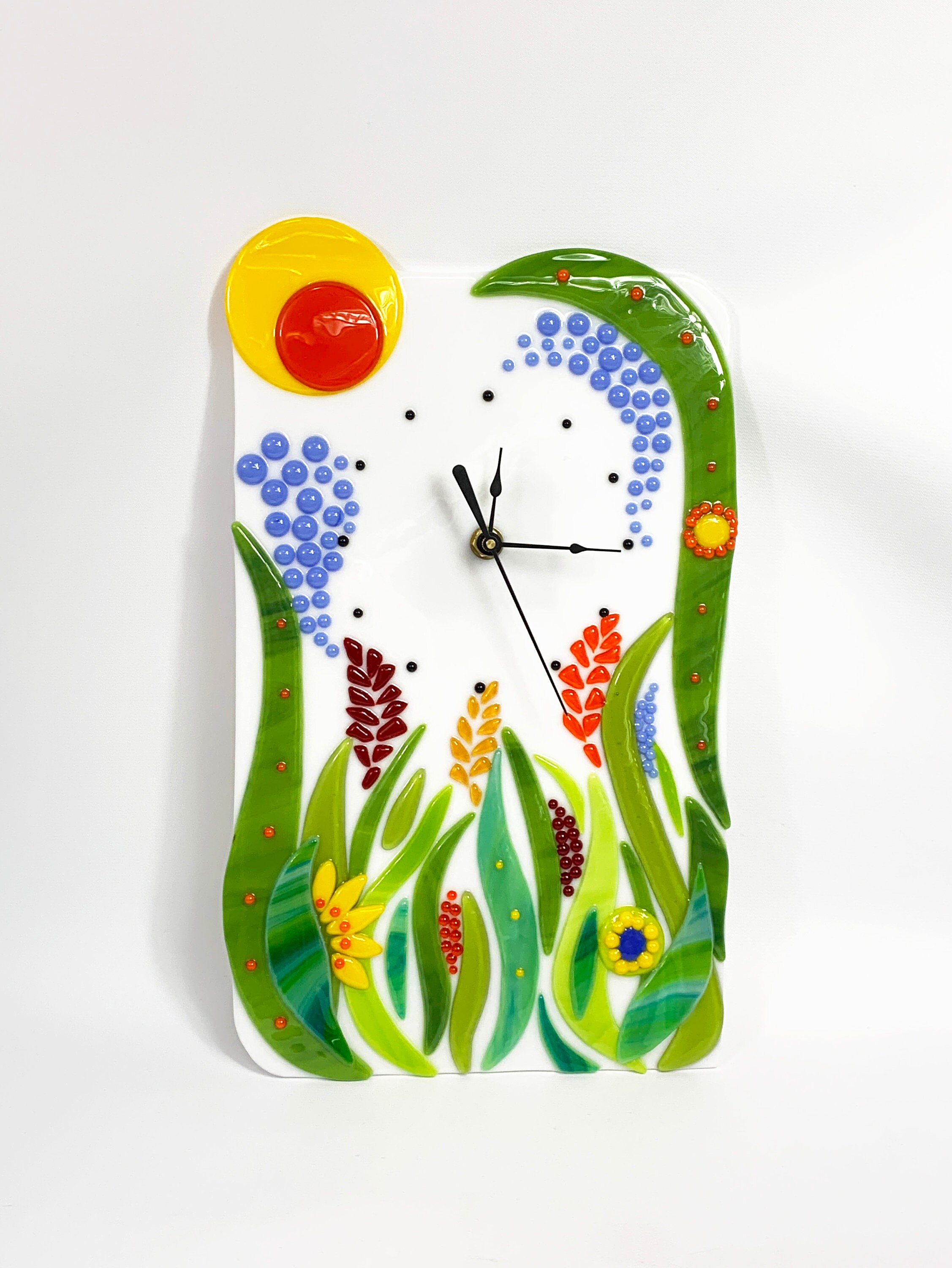 Fused Glass Wall Clock Garden Wall Clock/Art Panel | Etsy