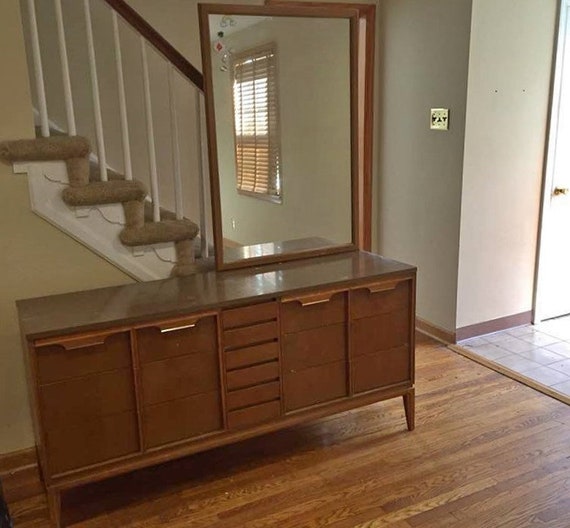 Sold Basic Witz Lowboy Dresser With Mirror Etsy