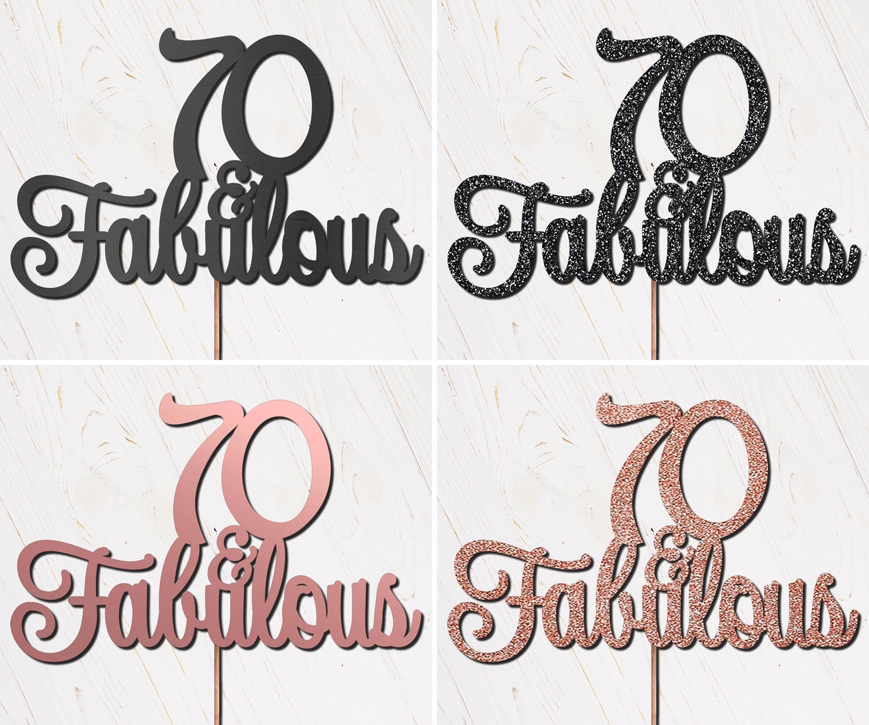 Personalised Custom Cake Toppers 70th Birthday 70 & Fabulous | Etsy