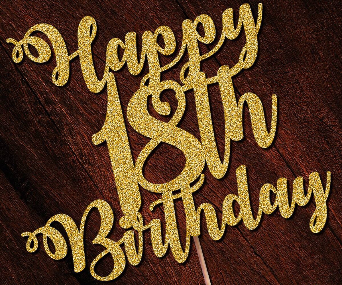 Personalised Custom Cake Toppers 18th Birthday Happy 18th Glitter Ros…