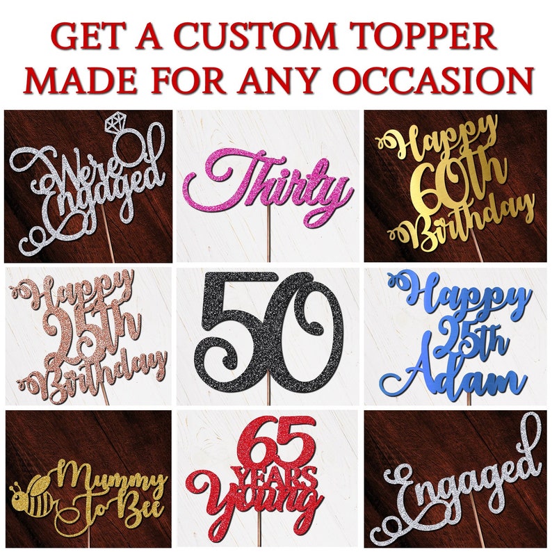 Personalised Custom Cake Toppers Bridal Shower Bride To Be Glitter Rose Gold Silver #36