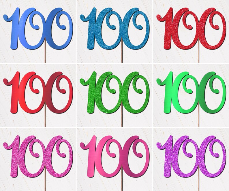 ANY AGE Year Personalised Custom Cake Toppers 100th Birthday Wedding Anniversary 100th Glitter Rose Gold Silver