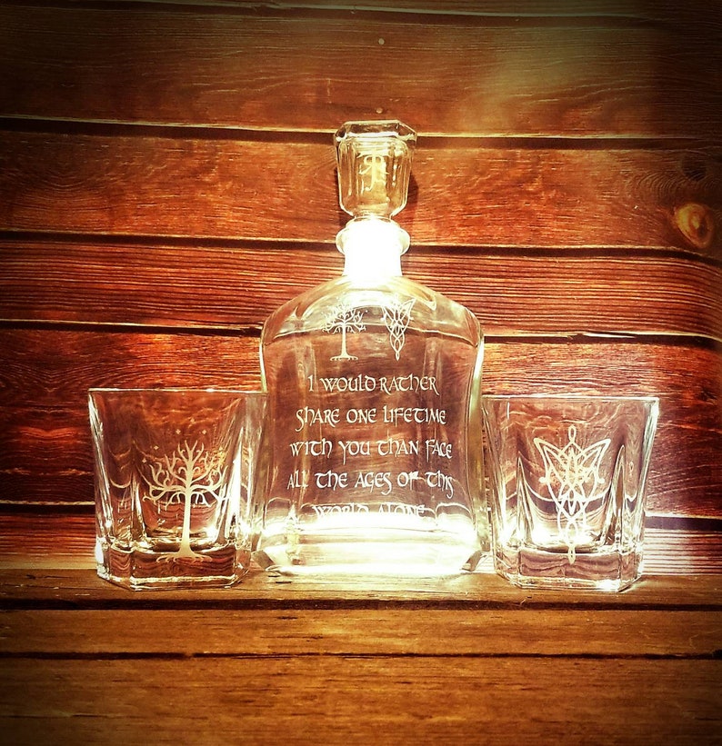 Lord of the Rings Wedding Decanter and Rocks Glass Gift Set Etsy