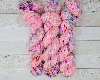 hand dyed yarn | bulky weight yarn | speckled yarn | bulky yarn | speckles | Sweater Yarn | 100% SWM |multi | A Shot Of Unicorn