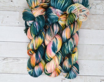 hand dyed yarn | bulky weight yarn | speckled yarn | bulky yarn | Sweater Yarn | 100% SWM | multi | Summer Time