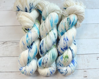 hand dyed yarn | fingering weight yarn | Yarn | Superwash | Speckled Yarn | fingering yarn | Sock Yarn | Blue | Speckles | Crystallize