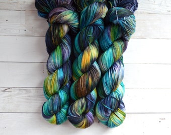 hand dyed yarn | fingering weight yarn | Yarn | Superwash | fingering yarn | Sock Yarn | multi colored | Night Bay