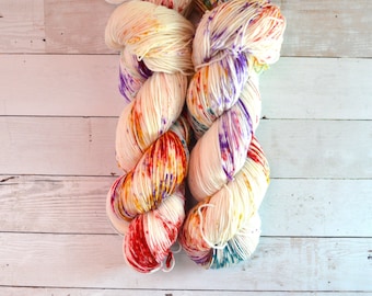 hand dyed yarn | fingering weight yarn | Speckled Yarn | Yarn | Superwash | fingering yarn | Sock Yarn | multi colored | Winifred