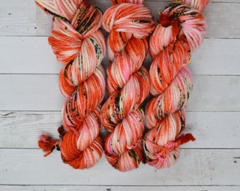 hand dyed yarn | bulky weight yarn | speckled yarn | bulky yarn | speckles | Sweater Yarn | 100% SWM | multi | Flamingo