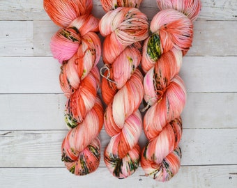 hand dyed yarn | fingering weight yarn | Yarn | Superwash | fingering yarn | Sock Yarn | multi colored | Flamingo