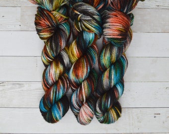 hand dyed yarn | bulky weight yarn | speckled yarn | bulky yarn | speckles | Sweater Yarn | 100% SWM |multi | Backwoods