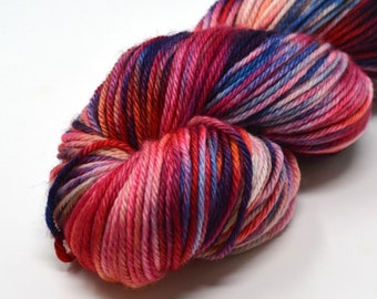 hand dyed yarn | Dyed yarn | worsted weight yarn | speckled yarn | worsted yarn | Sweater yarn | hat yarn | Red | Blue | Meadow of Flowers