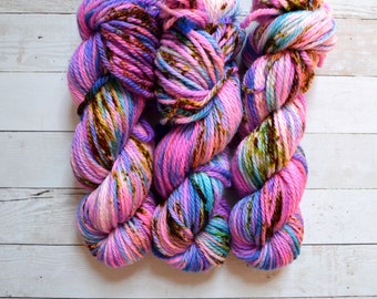 hand dyed yarn | bulky weight yarn | speckled yarn | bulky yarn | speckles | Sweater Yarn | 100% SWM |multi | Dance Party