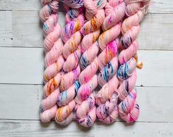 hand dyed yarn | Mini Skein | fingering weight | Yarn | Superwash | Speckled Yarn | fingering | Sock Yarn | multi colored| A Shot of Unicorn