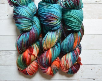 Aubs Worsted, hand dyed yarn, handdyed yarn, hand dyed worsted yarn, hand painted yarn, worsted yarn, worsted weight, Paradise