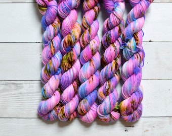 Dance Party, Speckled Fingering Weight Yarn | Superwash Merino Wool Mini Skein, Multi Colored