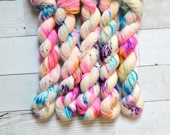 hand dyed yarn | Mini Skein | fingering weight | Yarn | Superwash | Speckled Yarn | fingering | Sock Yarn | multi colored | Spark