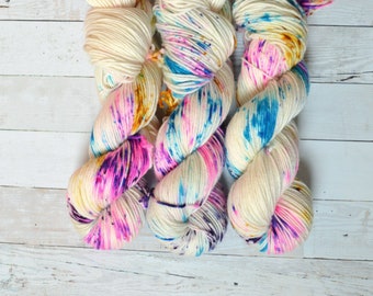 hand dyed yarn | dk weight yarn | dk yarn | 100% Superwash merino | merino wool | Sweater Yarn | speckles | blue | multi colored | Spark!