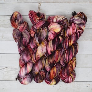 hand dyed yarn | fingering weight yarn | Yarn | Superwash | Speckled Yarn | fingering yarn |  Sock Yarn | multi colored | Sangria