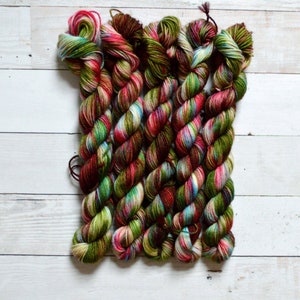 hand dyed yarn | Mini Skein | fingering weight | Yarn | Superwash | Speckled Yarn | fingering | Sock Yarn | multi colored | Winter Cottage
