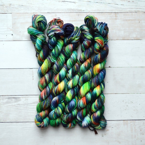 hand dyed yarn | Mini Skein | fingering weight | Yarn | Superwash | fingering | Sock Yarn | multi colored | Tiki Bar