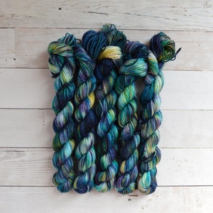 hand dyed yarn | Mini Skein | fingering weight | Yarn | Superwash | Variegated Yarn | fingering | Sock Yarn | multi colored | Night Bay