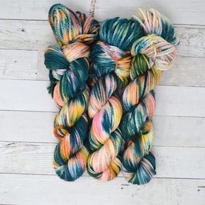fio tingido à mão | fio de peso volumoso | fio salpicado | fio volumoso | Fio de suéter | 100% SWM | multi | Horário de verão