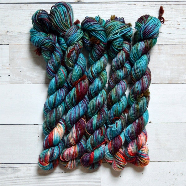 hand dyed yarn | Mini Skein | fingering weight | Yarn | Superwash | Speckled Yarn | fingering | Sock Yarn | multi colored | Paradise