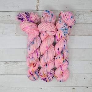 hand dyed yarn | bulky weight yarn | speckled yarn | bulky yarn | speckles | Sweater Yarn | 100% SWM |multi | A Shot Of Unicorn