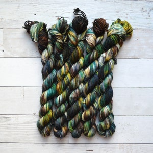 hand dyed yarn | Mini Skein | fingering weight | Yarn | Superwash | Speckled Yarn | fingering | Sock Yarn | multi colored | Log Cabin