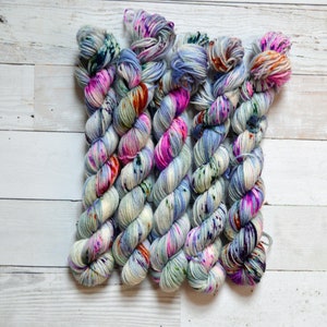 hand dyed yarn | Mini Skein | fingering weight | Yarn | Superwash | Speckled Yarn | fingering | Sock Yarn | multi colored | Crazy Tuesday