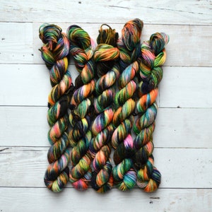 hand dyed yarn | Mini Skein | fingering weight | Yarn | Superwash | fingering | Sock Yarn | multi colored | Happy Hour