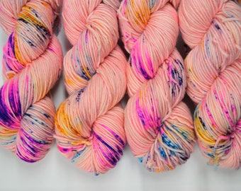 hand dyed yarn | dk weight yarn | dk yarn | 100% Superwash merino | merino wool | Sweater Yarn | hat yarn | multi colored |A Shot Of Unicorn