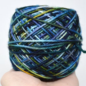 hand dyed yarn worsted weight yarn speckled yarn worsted yarn Sweater Yarn multi colored yarn Blue Gold Interstellar image 5