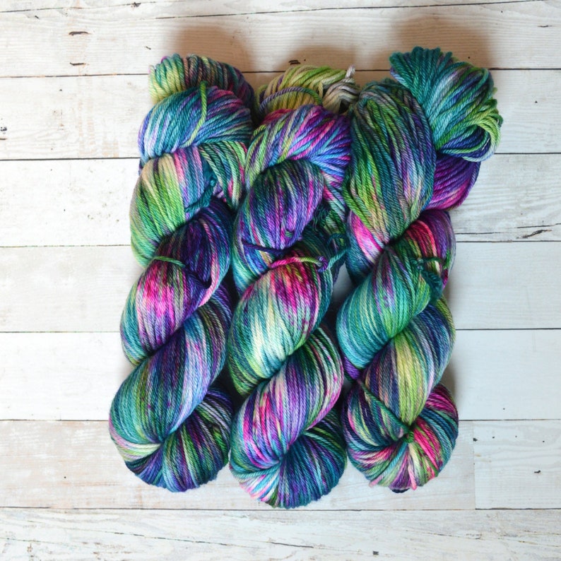 Aubs Worsted hand dyed yarn handdyed yarn hand dyed worsted yarn worsted yarn worsted weight Variegated Yarn Butterfly Effect image 1