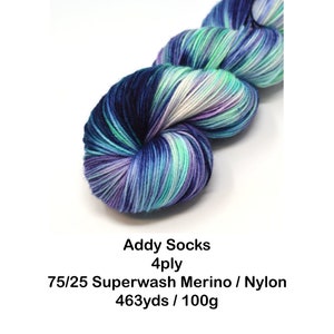 hand dyed yarn fingering weight yarn Dyed Yarn Yarn Superwash Speckled Yarn fingering yarn Blue Purple Into The Pacific image 6