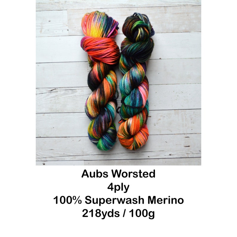 Happy Hour hand dyed yarn hand dyed worsted yarn handdyed yarn worsted weight worsted yarn Aubs Worsted