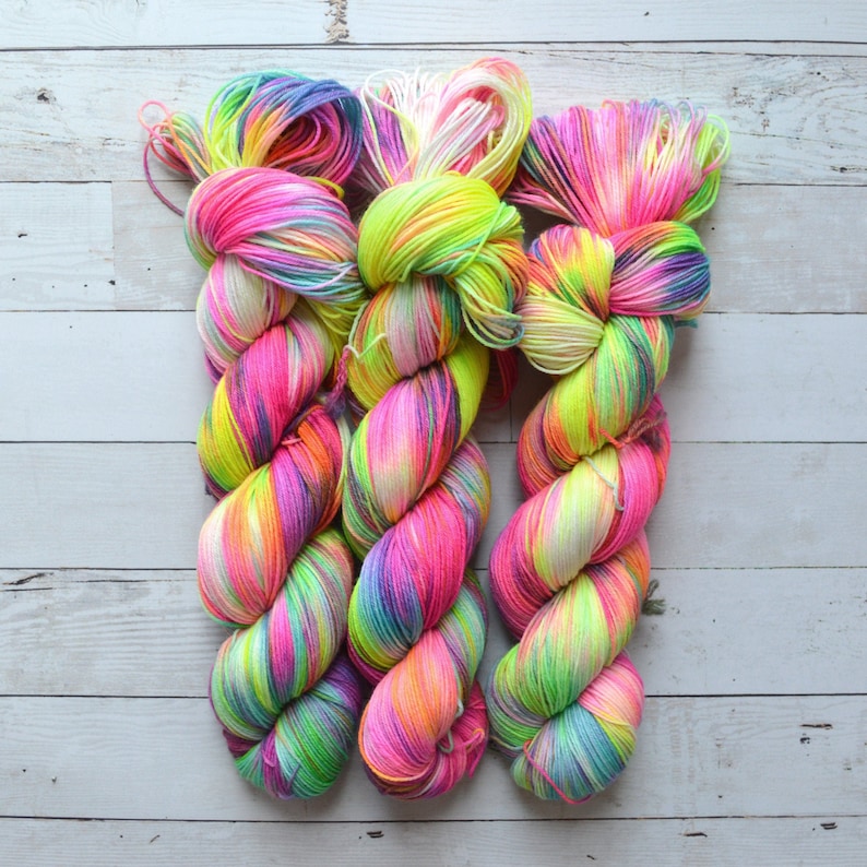 hand dyed yarn fingering weight yarn Yarn Superwash Speckled Yarn fingering yarn Sock Yarn multi colored Unicorn Barf image 1