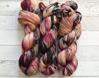 hand dyed yarn | fingering weight yarn | Yarn | Superwash | Speckled Yarn | fingering yarn | Sock Yarn | multi colored | Passionate Purple