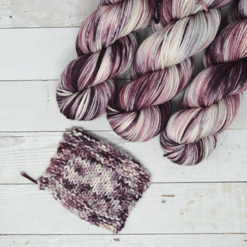 hand dyed yarn worsted weight yarn worsted yarn Sweater Yarn multi colored yarn Winter Rose image 3