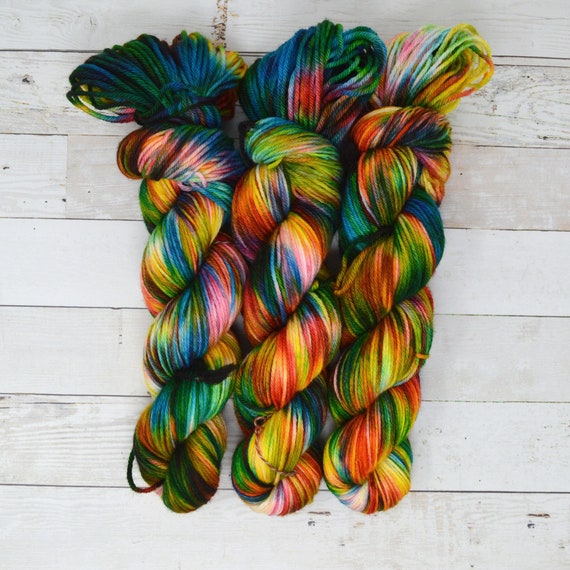Aubs Worsted | hand dyed yarn | handdyed yarn | hand dyed worsted yarn | worsted yarn | worsted weight | Speckled Yarn | Macaw