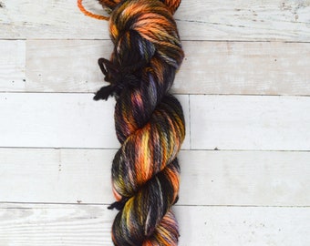 hand dyed yarn | bulky weight yarn | speckled yarn | bulky yarn | speckles | Sweater Yarn | 100% SWM |multi | Halloween Night
