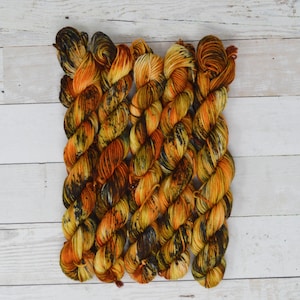 hand dyed yarn | Mini Skein | fingering weight | Yarn | Superwash | Speckled Yarn | fingering | Sock Yarn | multi colored| Hello Pumpkin