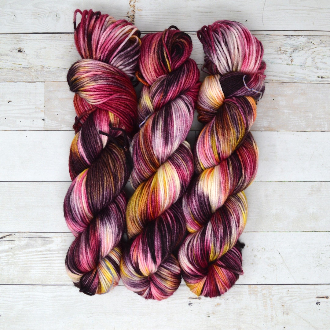 Red Wool Dk Hand Dyed DK Yarn | 100% Superwash Merino Wool, Multi Colored 'sangria ...