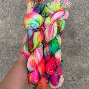 hand dyed yarn fingering weight yarn Yarn Superwash Speckled Yarn fingering yarn Sock Yarn multi colored Unicorn Barf image 2